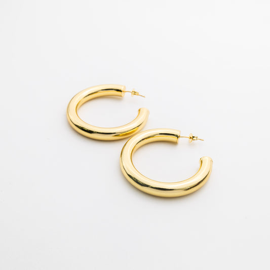 30x6mm Gold Hoop Earrings