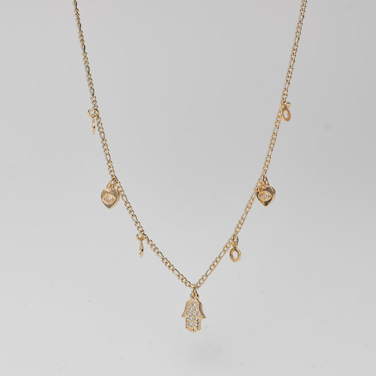 Hamsa Hand Charm Choker – Clear Crystal Accents