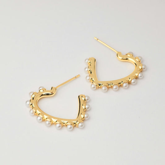 Pearl Heart Stud Earrings