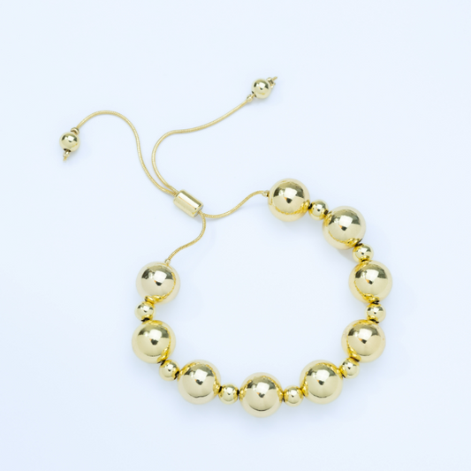 Adjustable Gold Bead Bracelet 12mm – Chic & Versatile