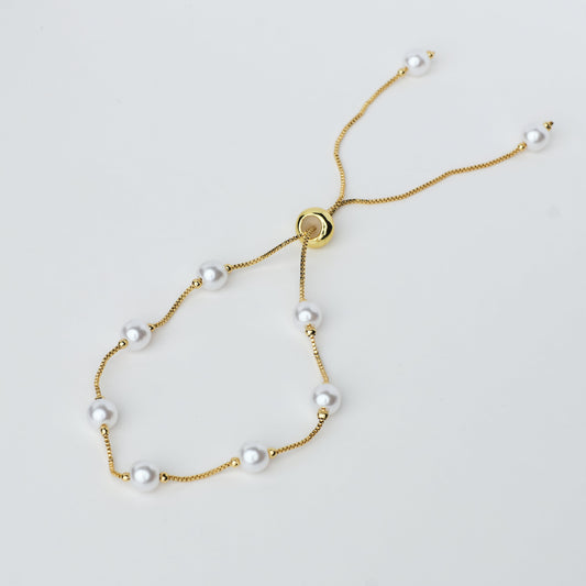 Bracelet Box Chain with Pearls – Timeless Elegance