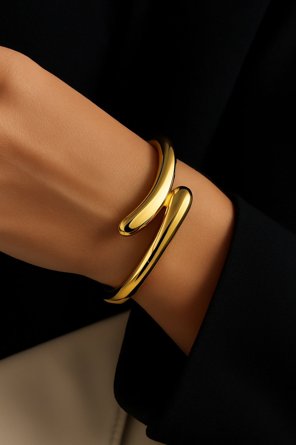 Sleek Golden Embrace Bracelet – 18k Gold Plated Over Brass