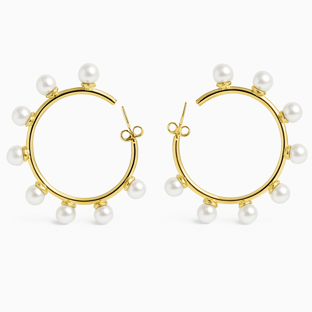 Pearl Hoop Earrings 5mm