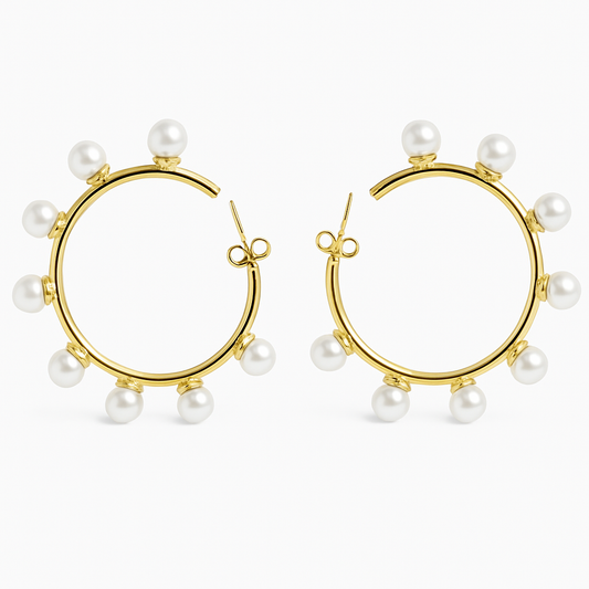 Pearl Hoop Earrings 5mm