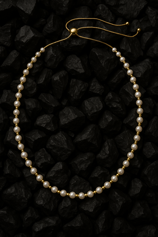 4mm Pearl & Gold Bead Adjustable Necklace