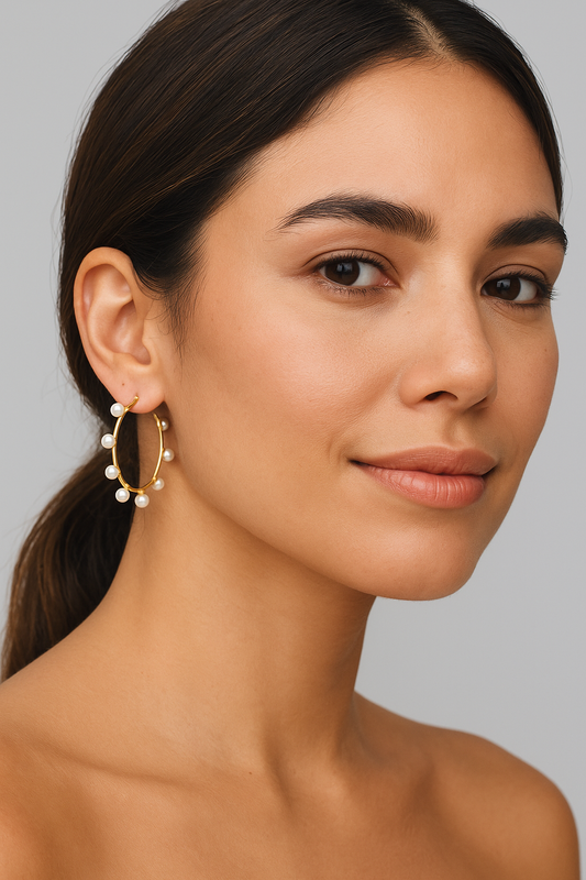 Pearl Hoop Earrings 5mm