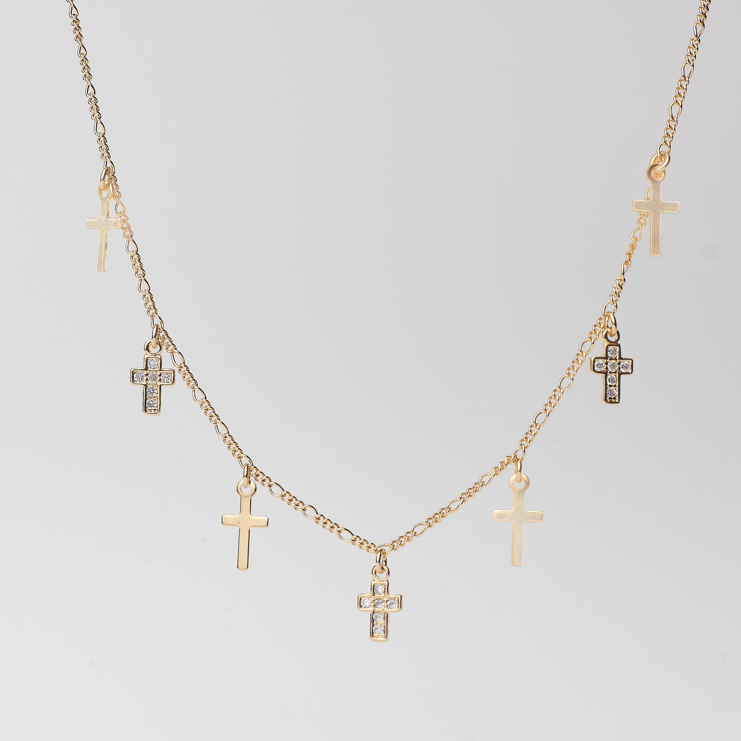 Gold Cross Charm Choker Necklace