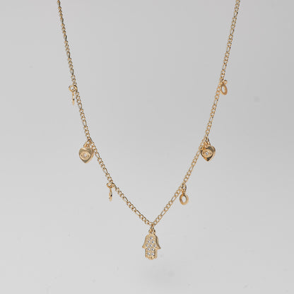 Hamsa Hand Charm Choker – Clear Crystal Accents