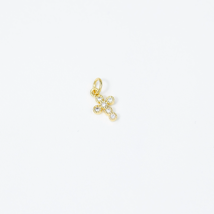 Elegant Link Bracelet with Angel & Purity Cross Charms – 18K Gold Plated & white Zircon