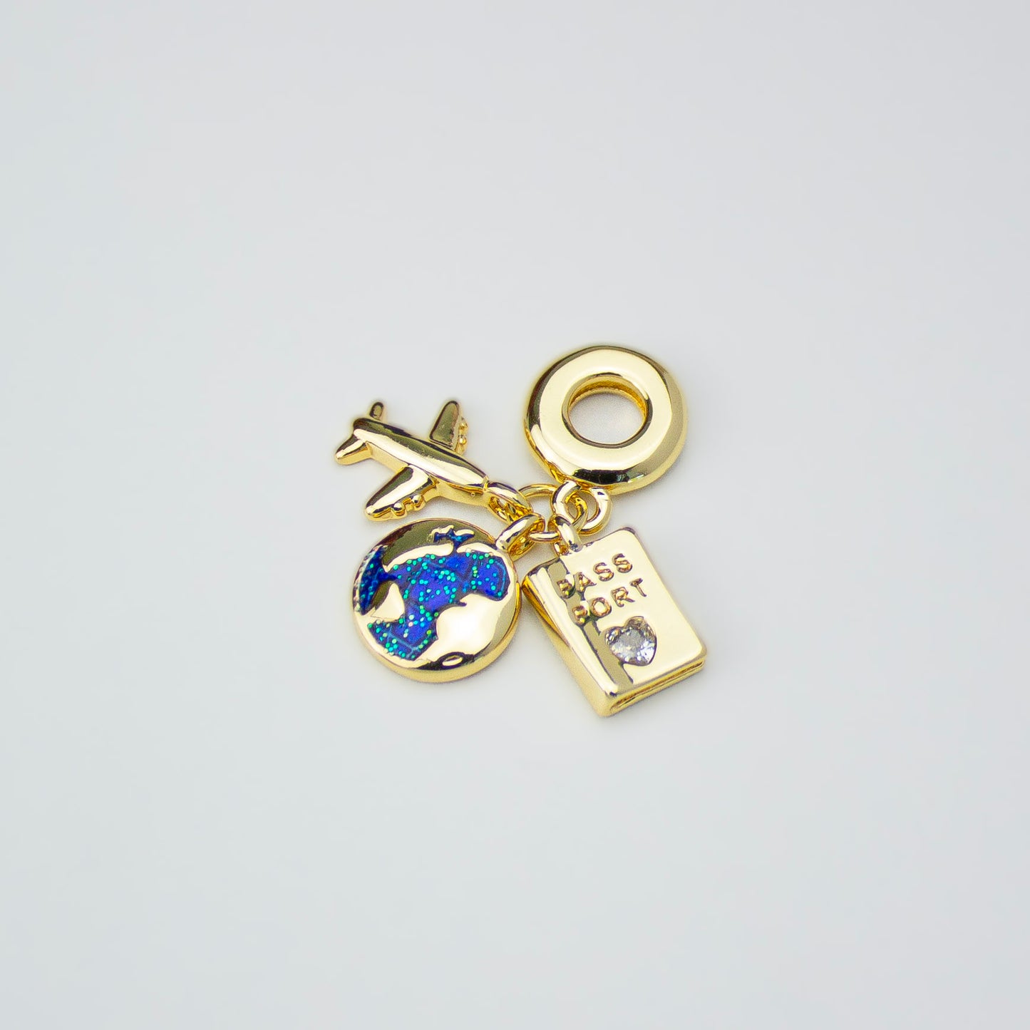 Adjustable Nut Bracelet with Gold Passport Travel Charm – 18k Gold Plated