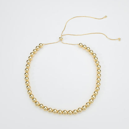 8mm Gold Bead Necklace – Adjustable Chain
