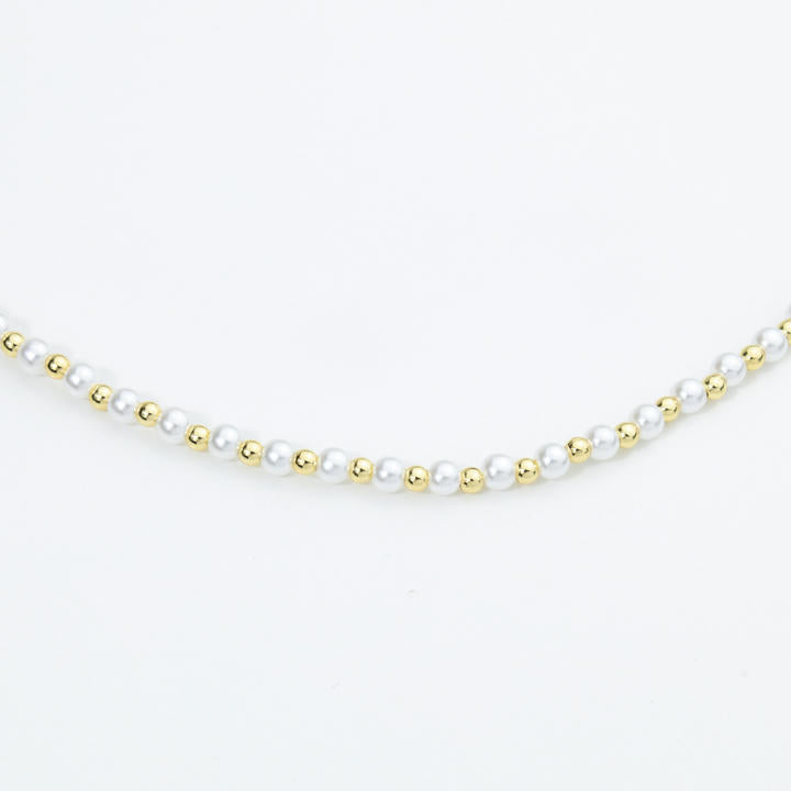4mm Pearl & Gold Bead Adjustable Necklace
