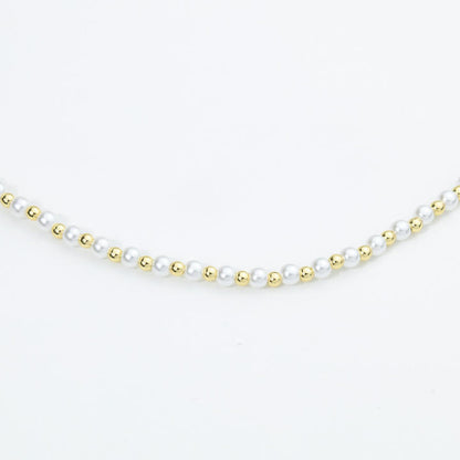 4mm Pearl & Gold Bead Adjustable Necklace