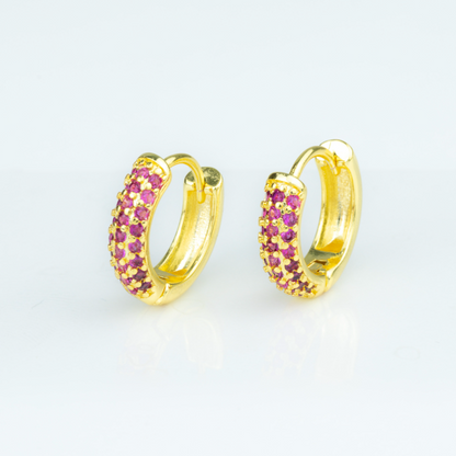 Mini Hoop Red Zirconia Earrings