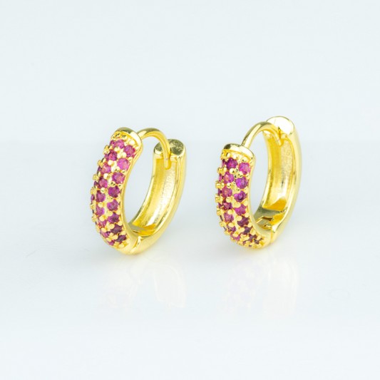 Mini Hoop Red Zirconia Earrings