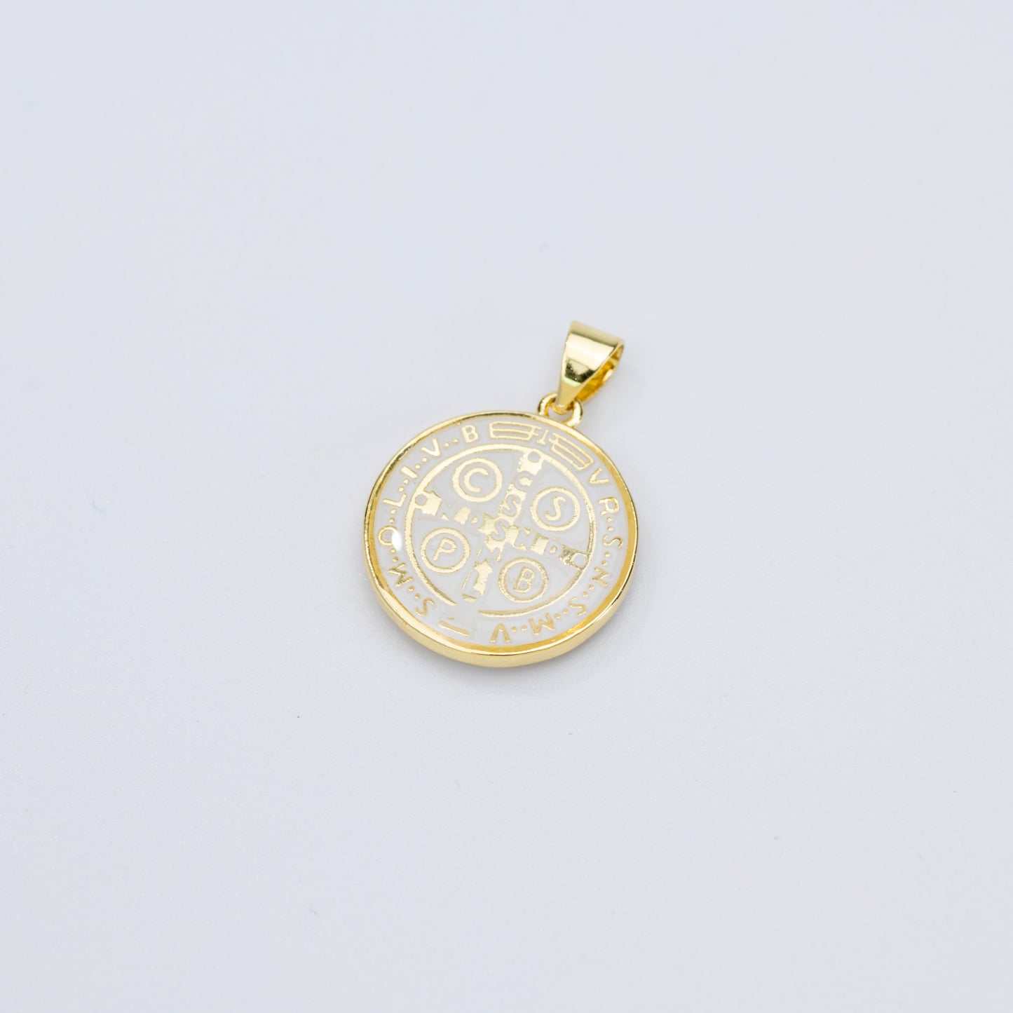 Choker #469 with St. Benedict White Enamel Pendant – 14"