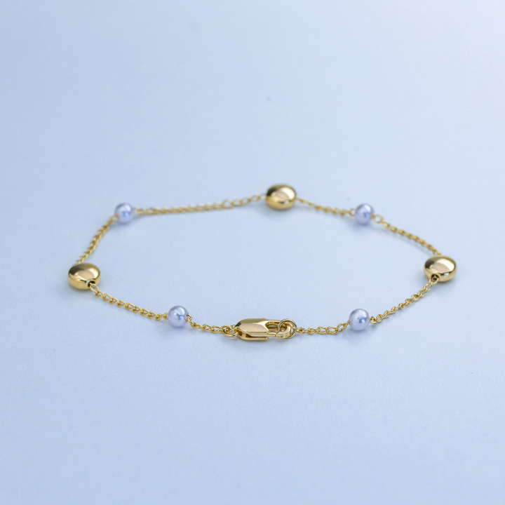 Bracelet Ball Flat #375 – Pearls & Gold Minimalism