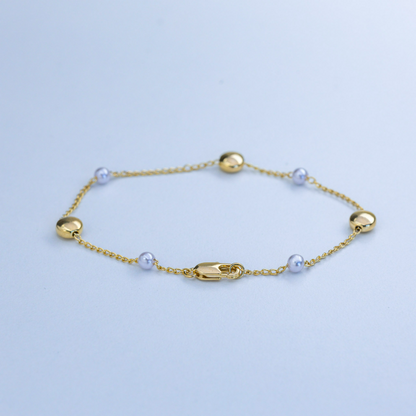 Bracelet Ball Flat #375 – Pearls & Gold Minimalism