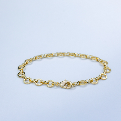Elegant Link Bracelet with Angel & Purity Cross Charms – 18K Gold Plated & white Zircon