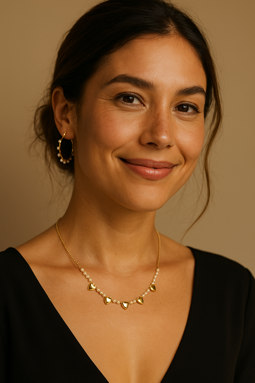 Pearl & Gold Heart Chain Necklace