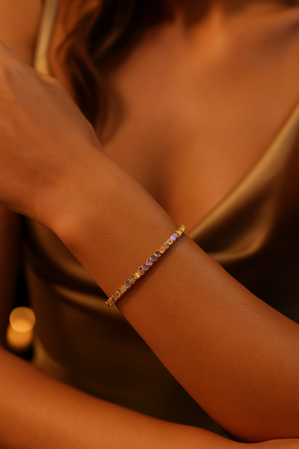 Pink Zircon Tennis Bracelet – 18k Gold Plated – 6.3"