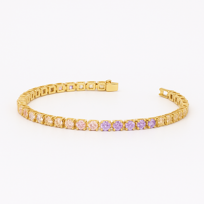 Pink Zircon Tennis Bracelet – 18k Gold Plated – 6.3"