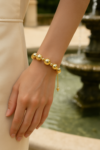Adjustable Gold Bead Bracelet 12mm – Chic & Versatile