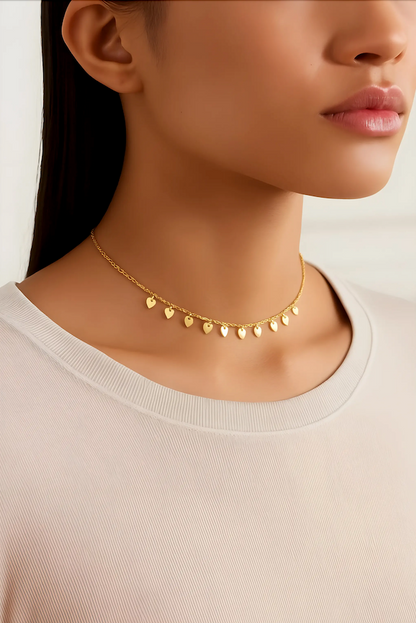 Golden Heart Charm Choker – Box Chain Necklace